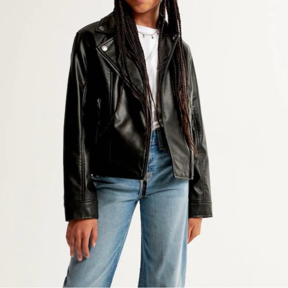 EUC Abercrombie Kids Vegan Leather Jacket 13-14